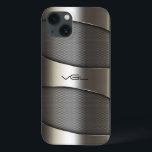 Modern Grey Metallic Geometric Design iPhone 13 Case<br><div class="desc">Modern grey geometric shiny metallic look design. Custom monogram. Shine and metallic look is a digital illusion and not real shine.</div>