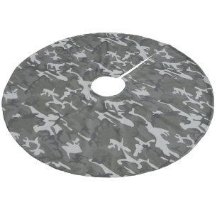 Modern Grey Military Camo Camouflage Fleece Tree Skirt