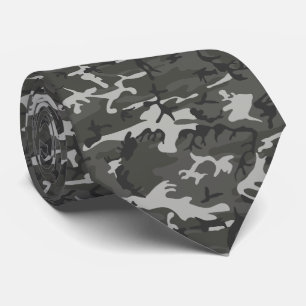 Modern Grey Military Camo Camouflage Tie