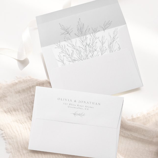 Modern Grey Minimal Leaves Envelope (Creator Uploaded)