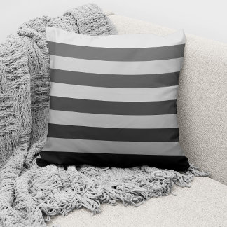 Modern Grey Monochrome Colour Block Striped Cushion
