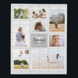 Modern Grey Monochrome Family Photo Collage Jigsaw Puzzle<br><div class="desc">This unique and modern grey family photo collage puzzle features a space for you to add your own photos, and add a name and initial. This trendy and simple personalised monochrome photograph montage design is the perfect keepsake gift for any mother, grandmother, or other family member who loves putting puzzles...</div>