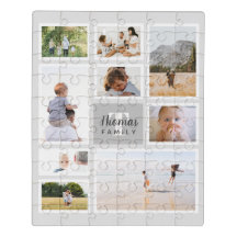 Modern Grey Monochrome Family Photo Collage