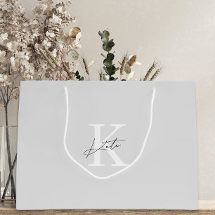 Modern Grey Monogram Bridesmaid Proposal Gift Bag