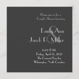 Modern Grey Monogram Couple's Shower Invitations