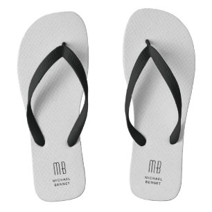 Modern Grey Monogram Flip Flops
