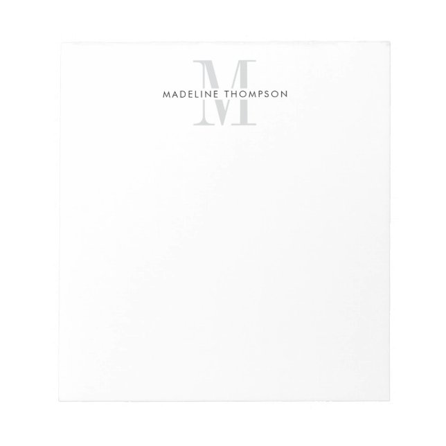 Modern Grey Monogram Notepad (Front)
