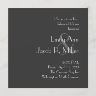 Modern Grey Monogram Rehearsal Dinner Invitations