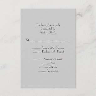 Modern Grey Monogram Reply Cards with Menu Options