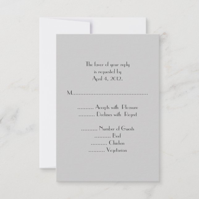 Modern Grey Monogram Reply Cards with Menu Options (Front)