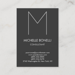 Modern grey monogram stylish business card