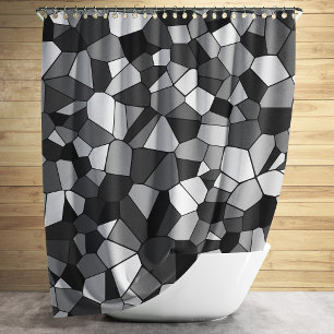 Modern Grey Mosaic Pattern Shower Curtain