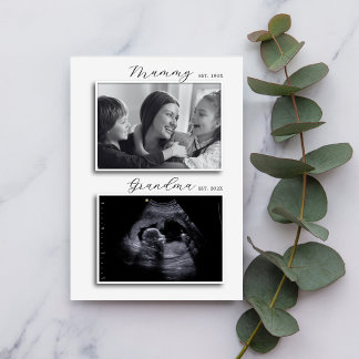 Modern Grey Mummy Pregnancy Reveal Ultrasound Invitation