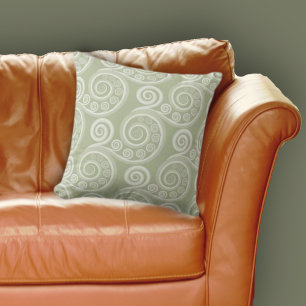 Modern Grey Nature Inspired Fern Curl Pattern Cushion