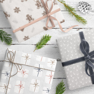 Modern Grey Neutral Gingerbread Pattern  Wrapping Paper Sheet