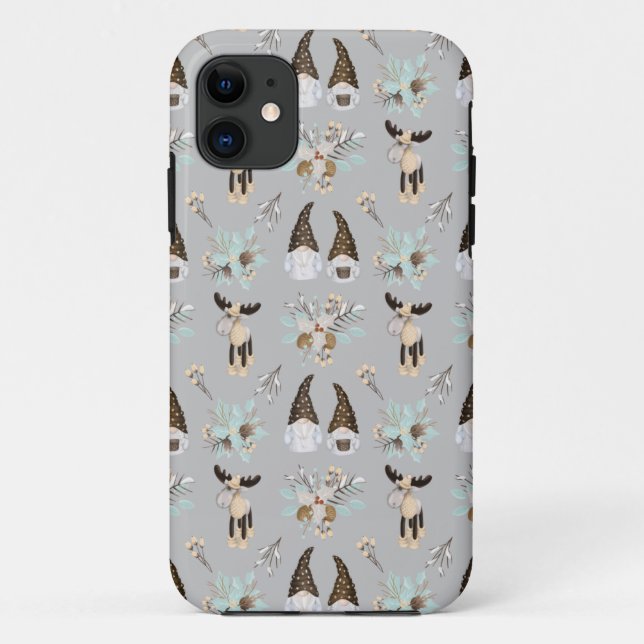Modern Grey Neutral Gnome Christmas Pattern Case-M Case-Mate iPhone Case (Back)