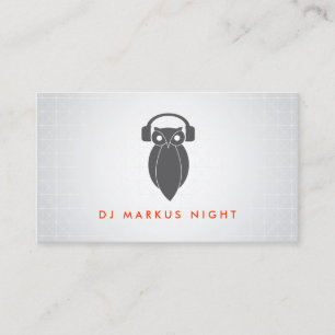 Modern Grey Night Owl Logo II DJ, Band, Musician Business Card