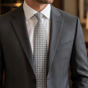 Modern Grey Octagon Pattern Tie