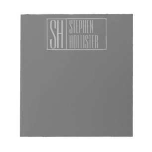 Modern, Grey on Dark Grey, Initials & Name Logo Notepad
