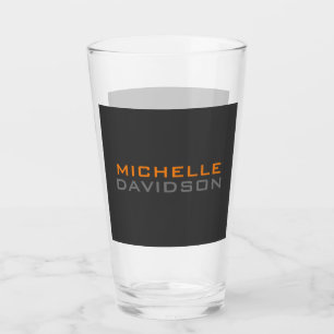 Modern Grey Orange Bold Text Minimalist Elegant Glass