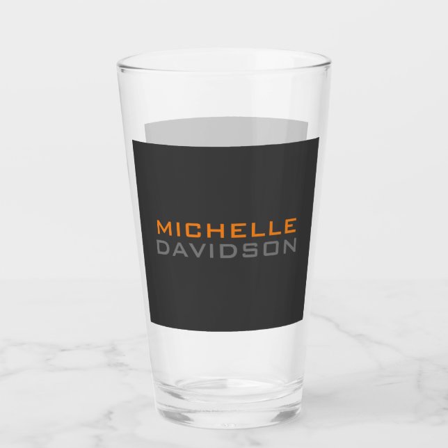 Modern Grey Orange Bold Text Minimalist Elegant Glass (Front)