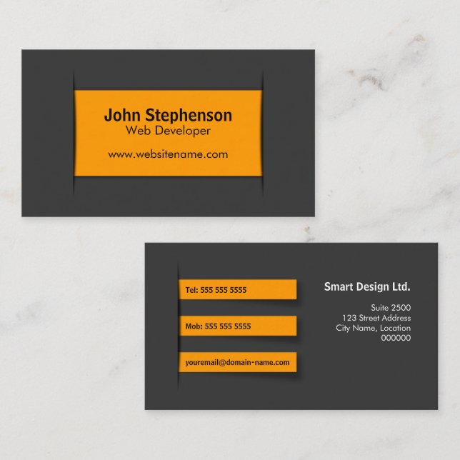 Modern Grey Orange Business Card (Front/Back)