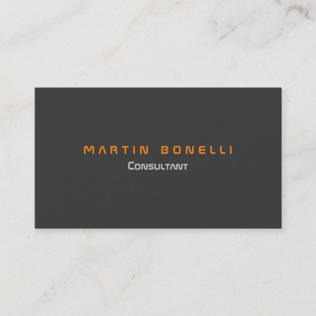 Modern Grey Orange Plain Unique Business Card (Front)