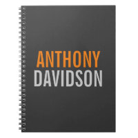 Modern Grey Orange Text Minimalist Elegant Name