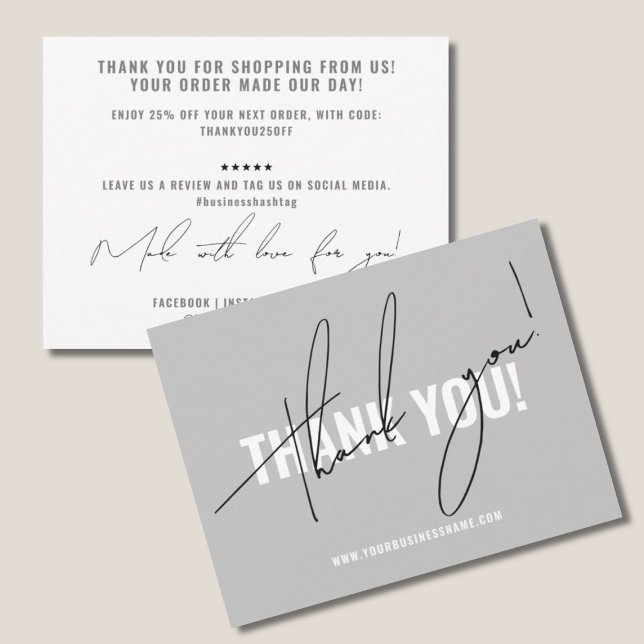 Modern grey packaging insert thank you card (Creator Uploaded)