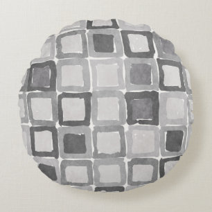 Modern Grey Painted Patches  Round Cushion
