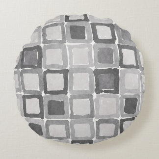 Modern Grey Painted Patches  Round Cushion