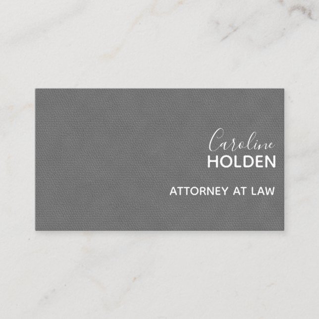 Modern Grey Pebbled Leather Texture Professional Business Card (Front)