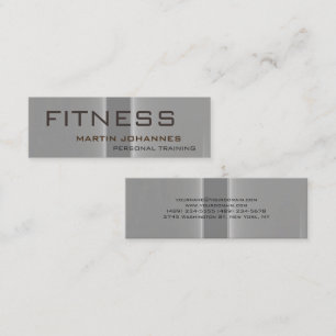 Modern Grey Personal Trainer Gym Bodybuilding Mini Business Card