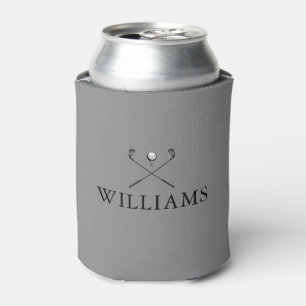 Modern Grey Personalised Name Golf Clubs Can Cooler
