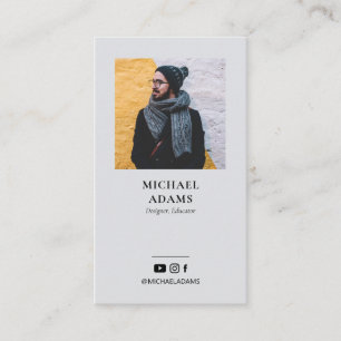 Modern Grey Photo Social Media Business Cards