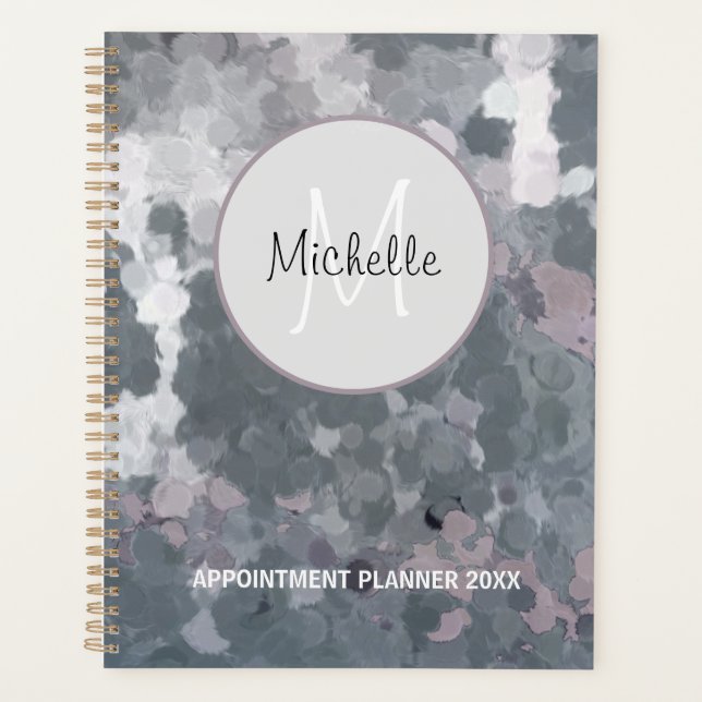 Modern Grey Pink Circles Geometric Personalise    Planner (Front)