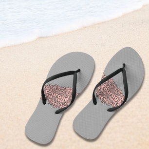Modern Grey & Pink Torn Layer  Courage Typography Flip Flops