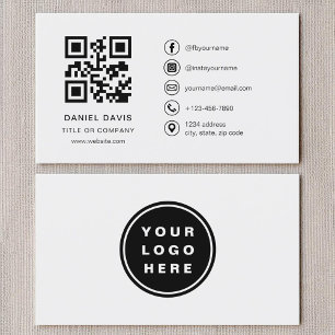 Modern Grey Professional Company Logo QR Code Business Card