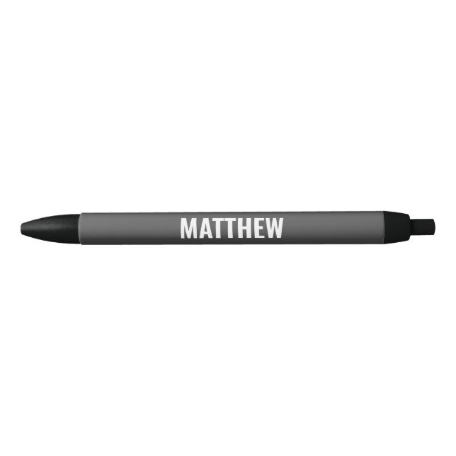 Modern Grey Professional Monogram name Black Ink Pen (Front)