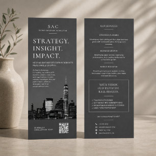 Modern Grey QR Code Professional Consultant Rack Card
