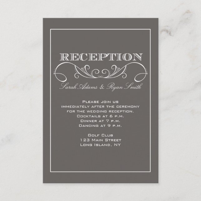 Modern Grey Reception Invitation (Front)