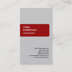 Modern Grey Red Attractive Charming Business Card