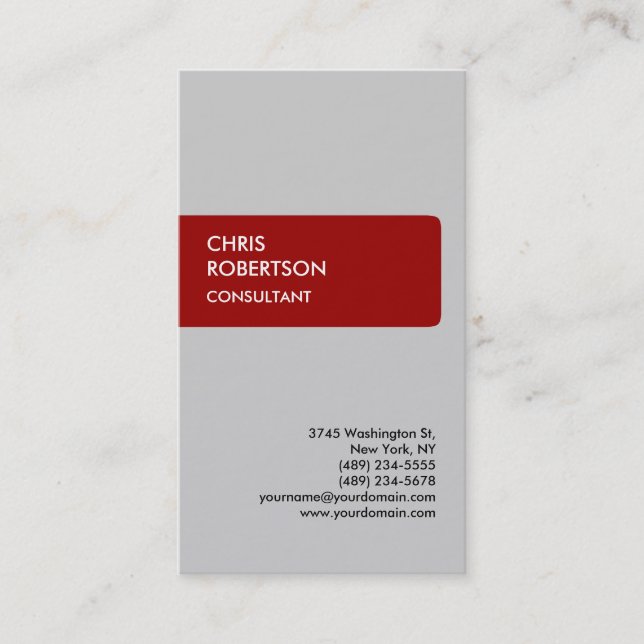 Modern Grey Red Attractive Charming Business Card (Front)