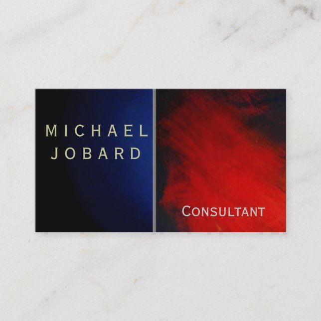 Modern Grey Red Blue Consultant Business Card (Front)