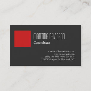 Modern Grey Red Elegant Stylish Business Card