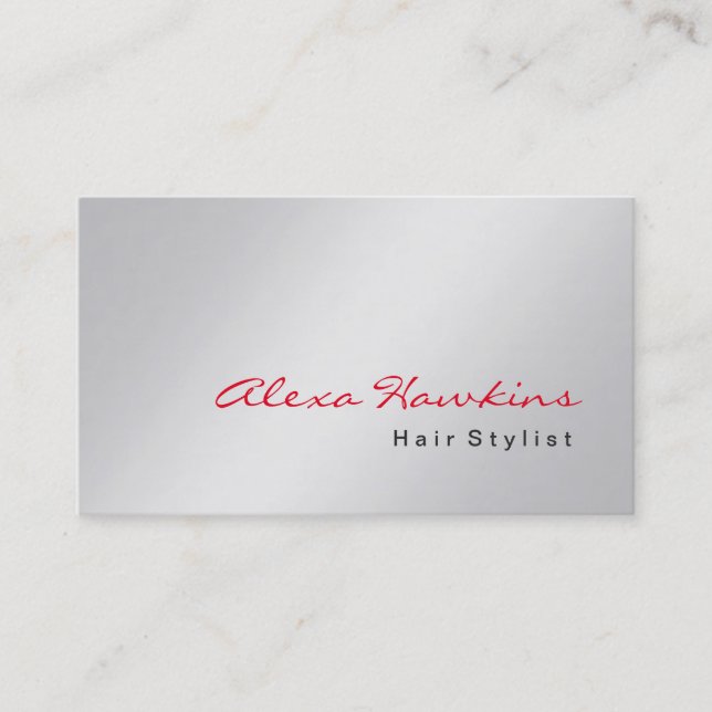 Modern Grey Red Hair Stylist Makeup Artist Business Card (Front)
