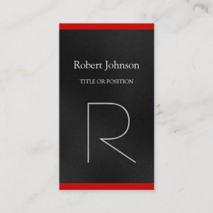 Modern Grey Red Monogram Business Card