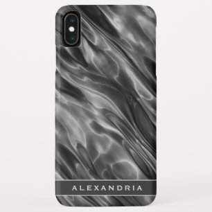 Modern Grey Satin Print   Monogram or Name iPhone XS Max Case