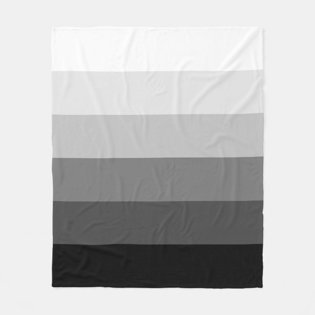 Modern grey scale gradient stripes pattern fleece blanket (Front)