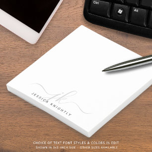 Modern Grey Script Monogram Initials Post-it Notes